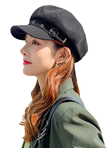 Women Beret Newsboy Hats Classic Autumn Spring Winter Cap - color: Black