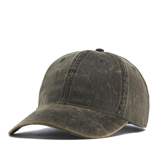 Heavy Washed Coated Canvas Wax-Look Adjustable Low Profile Men Women Baseball Cap - color: Unstructured Brown M