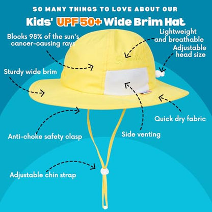 SwimZip UPF 50 Kids' Wide Brim Sun Hat, Sun Protection Hat - Baby & Toddler - color: Yellow, size: 6-24 Months