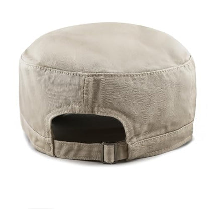 The Hat Depot Cadet Military Army Baseball Cap Tie Dye & Washed Cotton Basic & Distressed Cadet Brushed Cotton Cap - color: 1. Basic - Khaki