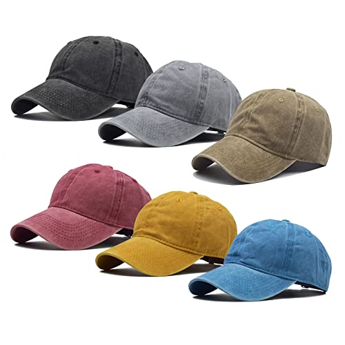 Ultrafun Unisex Vintage Baseball Cap Washed Distressed Plain Blank Baseball Hat Adjustable Dad Hat for Outdoor Sports - color: 6pack-multi 3