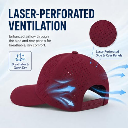 Quick Dry Baseball Cap Waterproof Snapback Trucker Golf Hat for Men Women - color: Red