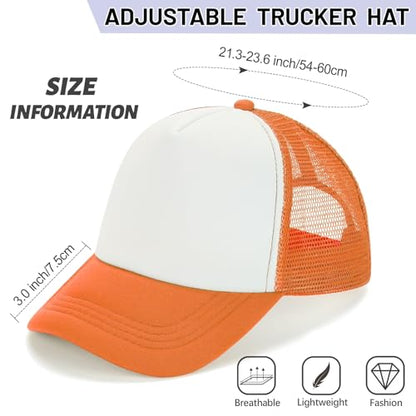 Ultrafun 10 Pack Trucker Hat Mesh Sublimation Blank Hats Adjustable Baseball Caps Hats for Men Women - color: Orange White