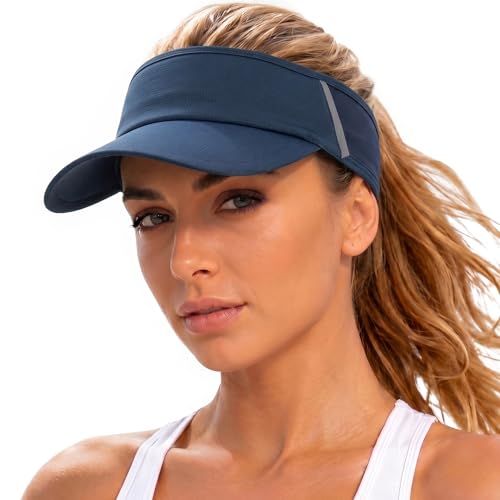 Sun Visor Hat for Women & Men UV Protection Lightweight Sports - color: Dark Blue