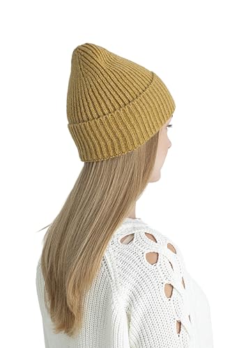 Seamless Beanie Cap, Acrylic Unisex Winter Beanie - color: Mustard