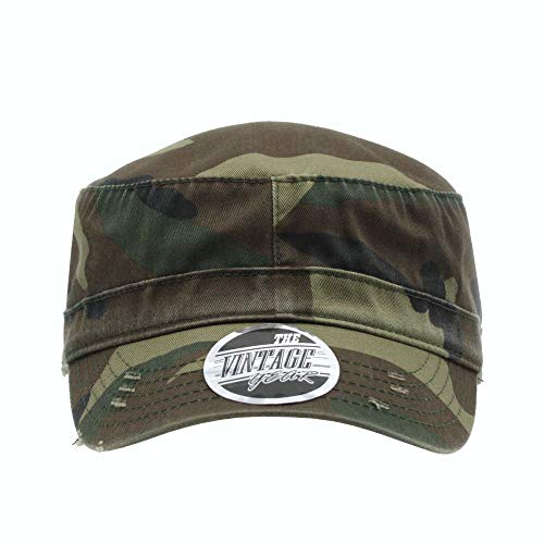 The Vintage Year Camouflage Army Outdoor Hunting Unstructured Adjustable Cadet Army Baseball Cap - color: Woodland Camo Frayed Cadet, size: One Size