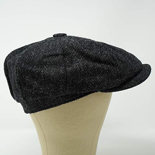 Lomond Newsboy Cap - 100% Handwoven Wool - Harris Tweed - Water Resistant - color: Midnight Herringbone, size: Small