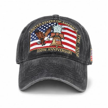 USA 250th Anniversary Baseball Cap Patriotic Embroidered American Hat - color: 3-black