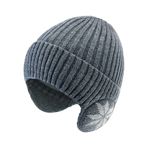 BAVST Hat for Men Knitted Beanie Women Winter Hats Men’s Stretchy Caps Outdoor Beanies Fleece Lined Ear Warmer - color: X-dark Grey