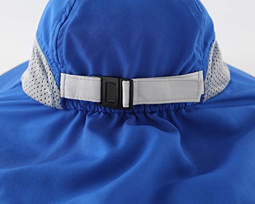 Connectyle Kids Sun Hat Adjustable Fishing Hat for Boys Grils Breathable UPF 50+ Protection Outdoor Beach Hat with Neck Flap - color: Blue