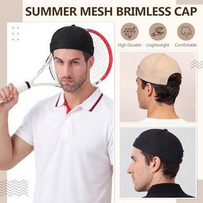 Tivi 4 Pack Mens Mesh Brimless Hat Docker Caps Quick Dry Summer Skullcap