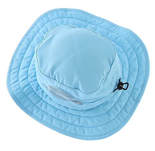Connectyle Kids Sun Hat for Boys Girls Wide Brim Bucket Hat UPF 50+ Sun Protection Hat Breathable Summer Beach Hat - color: Aqua Blue