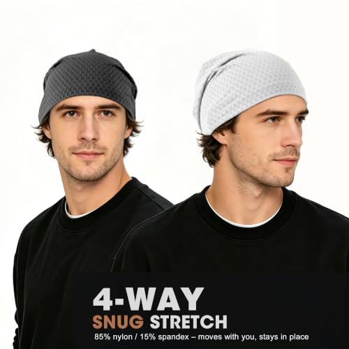 WTACTFUL 3-Pack Breathable Cooling Skull Cap for Men & Women Summer - color: Black+black+gray