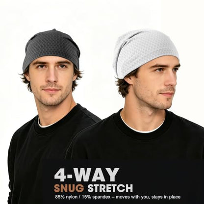 WTACTFUL 3-Pack Breathable Cooling Skull Cap for Men & Women Summer - color: Black+black+gray
