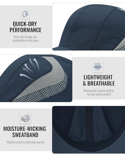 CLAPE Outdoor Sun Visor Hats Lightweight Waterproof Breathable Sports Hat UPF50+ Ultra Thin Cooling Baseball Hats - color: 02-dark Blue