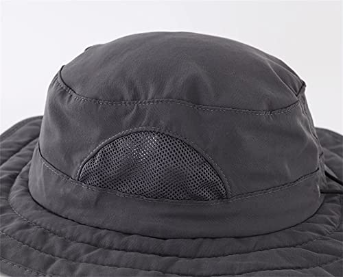 Connectyle Kids Sun Hat for Boys Girls Wide Brim Bucket Hat UPF 50+ Sun Protection Hat Breathable Summer Beach Hat - color: Dark Grey