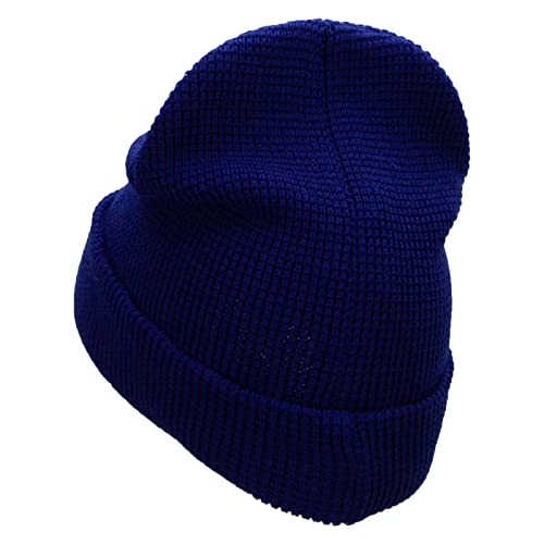Waffle Knit Cuff Beanie - color: Royal