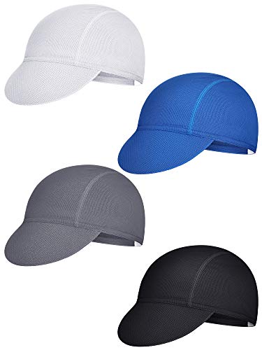 SATINIOR 4 Pieces Cycling Caps for Men Breathable - color: White, Grey, Black, Blue