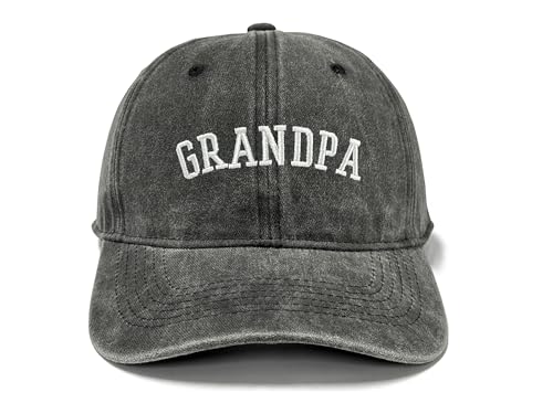 Family Titles Baseball Hat for Grandparents Parents, Relatives Gift - color: Grandpa (Washed Black)