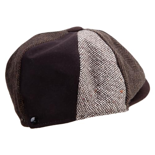 Jeanne Simmons Men's 8 Panel Patch Work Newsboy Cap - color: Brown, size: Large