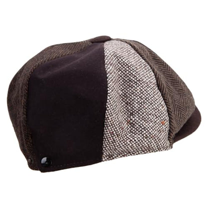 Jeanne Simmons Men's 8 Panel Patch Work Newsboy Cap - color: Brown, size: Large