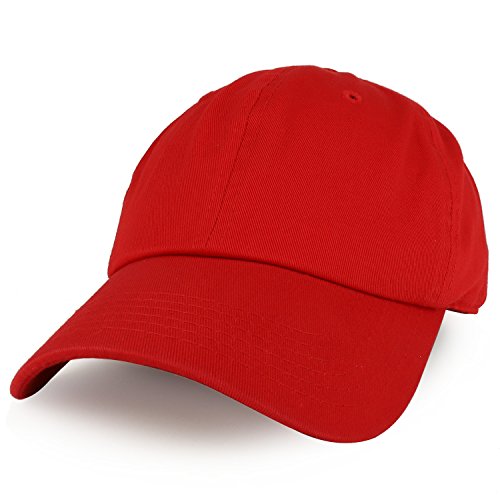 Trendy Apparel Shop Plain Unstructured Relaxed Style Dad Hat - color: Red