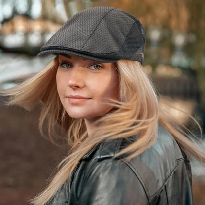 Mesh Cap Breathable Summer Newsboy Hat Adjustable Beret Ivy Cap Irish Cabbie Driving Fishing Hats - color: Dark Gray