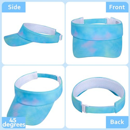 Kids Sun Visor Hats for Girls Boys Reflective Sports Hats Summer Beach Running Tennis Golf Caps Age 8-14 - color: No Reflective Strip-gradient Blue/Green