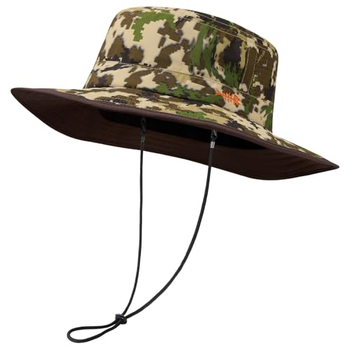 BASSDASH UPF 50+ Water-Resistant Fishing Bucket Hat with Laser Perforated Mesh Adjustable for Men Women Outdoor Hiking - color: Highland