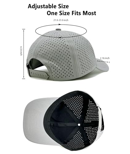 2 Pack Snapback Hats for Men Women Quick Dry Workouts Hat - color: Grey + Black