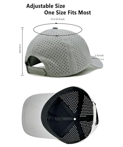 2 Pack Snapback Hats for Men Women Quick Dry Workouts Hat - color: Grey + Black