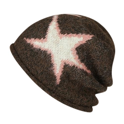 Clakllie Slouchy Beanie for Men Stylish Star Beanies Lightweight Baggy Hat Slouch Knitted Skullcap Warm Stocking Hat - color: Cdus-kh25q07-dark Brown