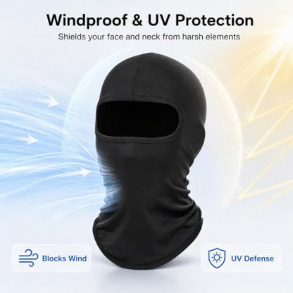 Balaclava Ski Mask, Windproof Sun Protection Full Face Cover for Men Women - color: Black