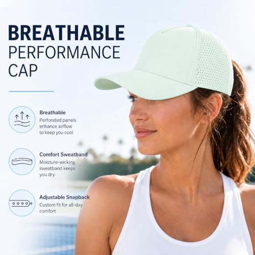 5 Panel Baseball Cap Quick Dry Mesh Snapback Hat for Women Men - color: Aquagreen