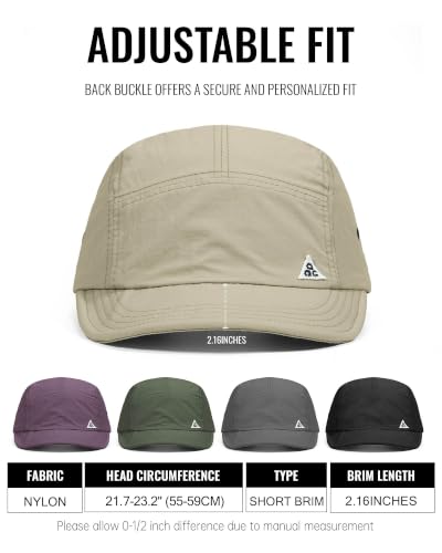 Croogo Quick Dry Short Brim Baseball Cap 5 Panel Lightweight Running Hat - color: Ddy1-khaki