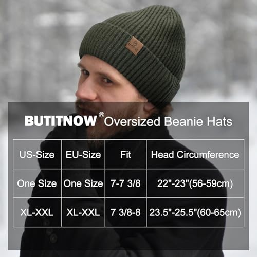 Oversize XXL Winter Beanie Knit Hat for Men - color: E1-army Green