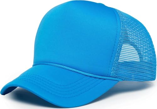 Funky Junque Blank Mesh Foam Lightweight Snapback Trucker Hat - color: Aqua