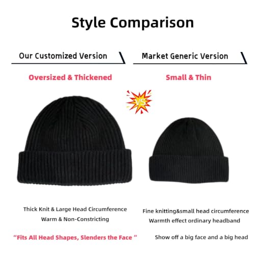 Red Ribbed Knit Beanie Cuffed Winter Hat Soft Warm Skull Cap for Men Women Adults - color: Black