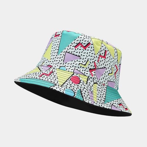 Quanhaigou Bucket Hats Unisex Summer Travel Beach Fisherman Cap for Men Women Teens - color: Geometrical Pattern