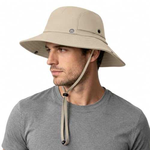 WANDER Sun Bucket Hat UPF 50+ Quick-Dry Wide Brim Fishing Boonie - color: Khaki