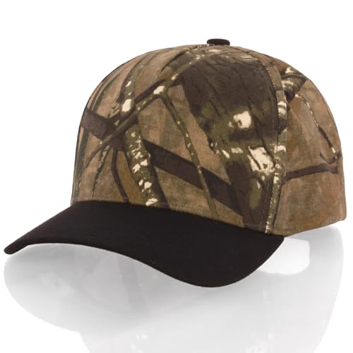 Daxton Men Original Trucker Hat Cotton Twill with Adjustable Snapback 5 Panel A-Frame Cap - color: 2 Pack - All Black, Camo Black