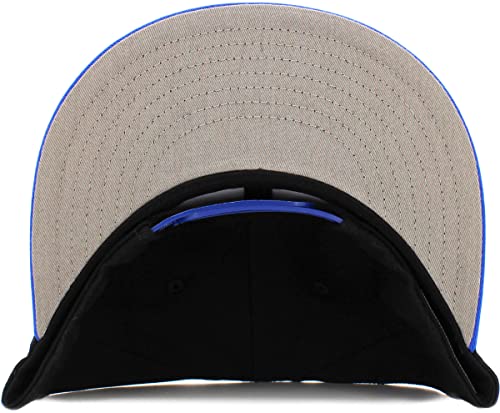KBETHOS Classic Snapback Hat Blank Cap Underbrim Cotton Wool Blend Flat Visor Adjustable Unisex - color: Black Royal