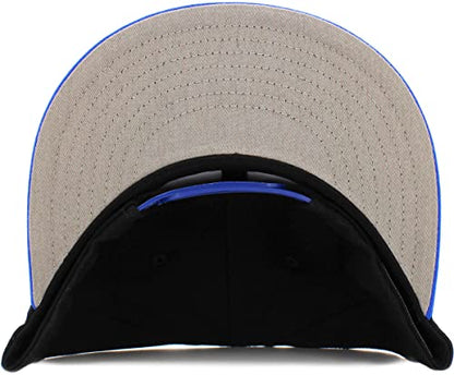 KBETHOS Classic Snapback Hat Blank Cap Underbrim Cotton Wool Blend Flat Visor Adjustable Unisex - color: Black Royal