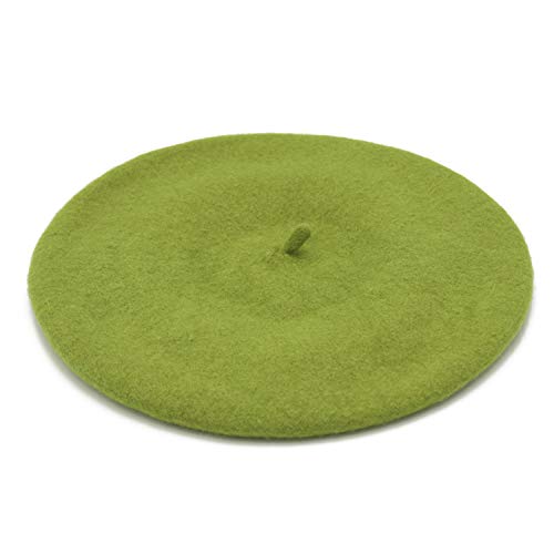 Wheebo Wool Beret Hat,Solid Color French Style Winter Warm Cap for Women Girls Lady - color: Green