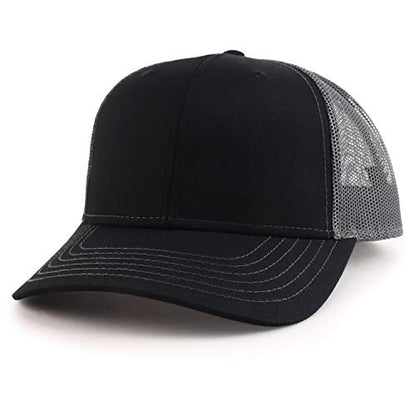 Armycrew Oversize XXL Low Profile Two Tone Mesh Back Trucker Baseball Cap - color: Black Charcoal