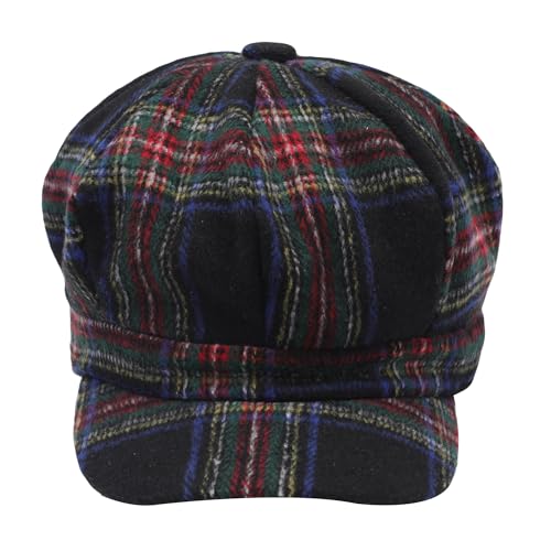 ZLYC Women Classic Newsboy Cap Visor 8 Panel Gatsby Cabbie Paperboy Hat - color: Dark Navy