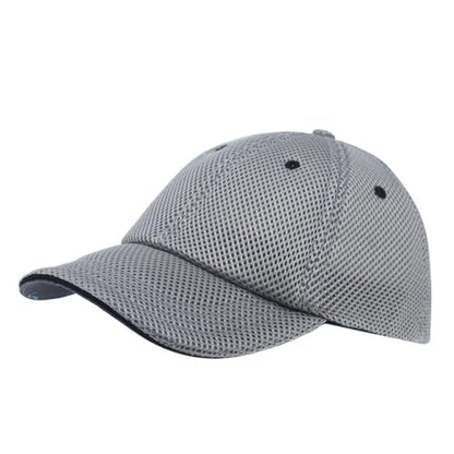 Cotton with Stretchable Polyester Air Mesh Back Flex Six Panel Baseball Cap - color: S/M, Gray/Gray/Black, size: Small