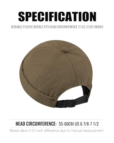 Clakllie Quick Dry Brimless Docker Cap for Men Summer Beanie Sailor Skullcap Lightweight Waterproof Adjustable No Brim Hat - color: S-ct81-brown