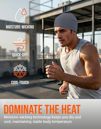 Sweat Wicking Skull Caps Cooling Helmet Liner Hat Running Beanie Cycling Skullcap Sleeping Cap for Men Women - color: Grey Sets