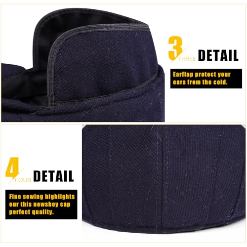 Sumolux Mens Newsboy Cap Winter Beret Hat Cabbie Flat Cap - color: A Navy Blue